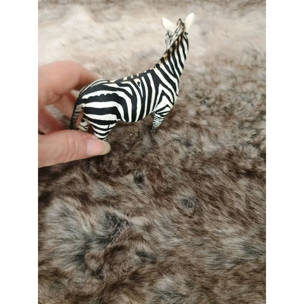 Schleich Zebra Figurine Realistic Animal Toy Collectible Black & White Hand-Pain